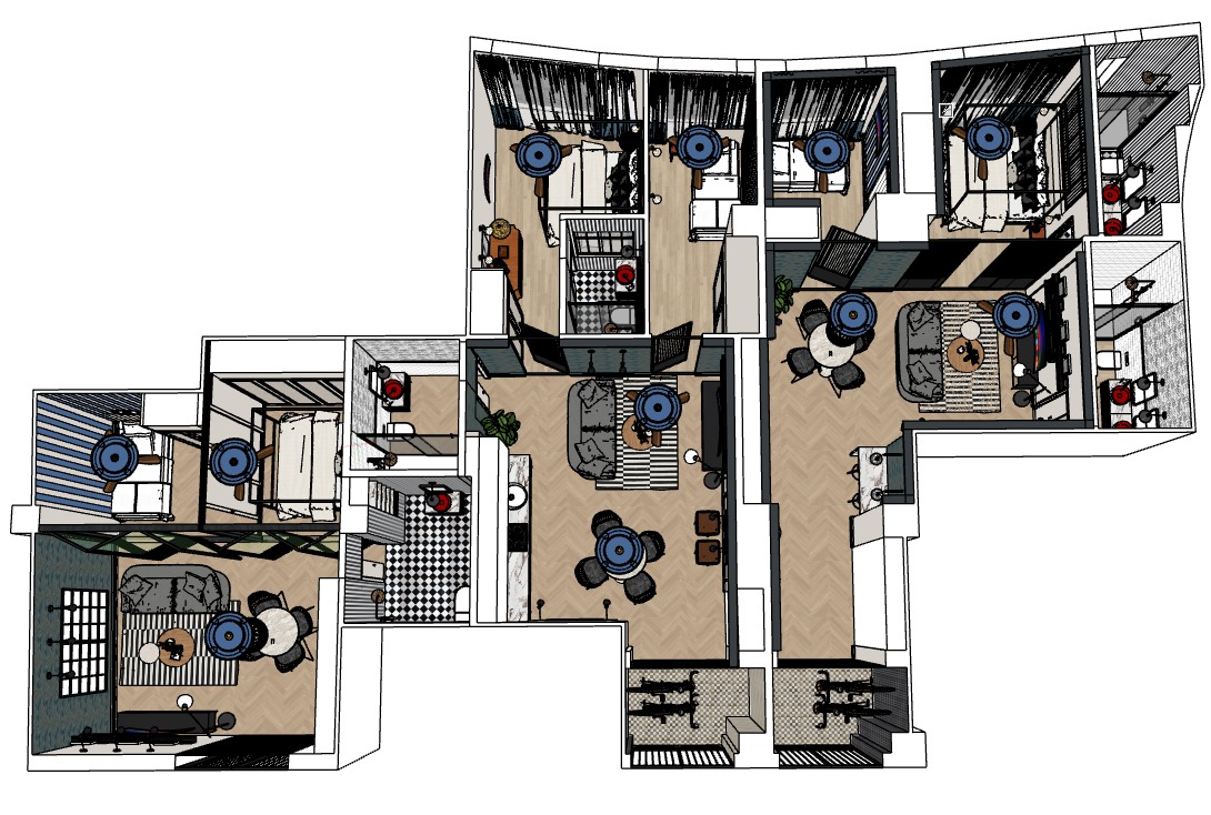 Vista cenital conjunto de apartamentos